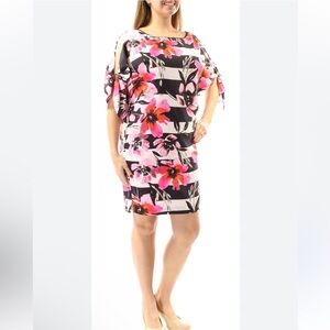 Vince Camuto Pink and Black Floral Dress